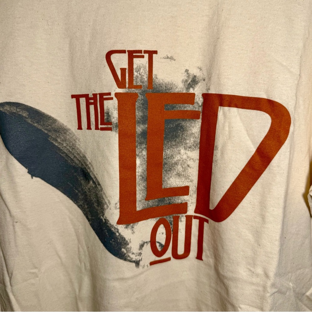 Get The LED Out Cream Graphic T-Shirt - Unisex Size Large